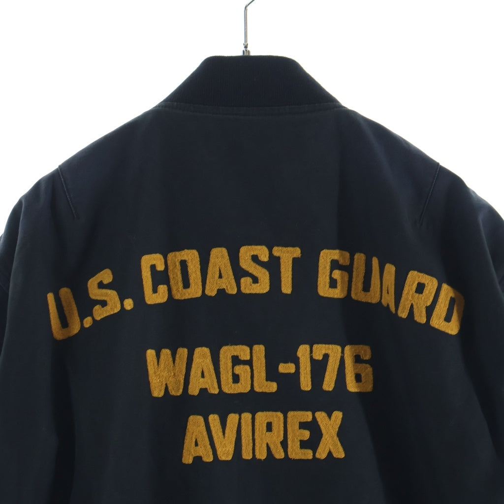AVIREX(アヴィレックス) COTTON LIGHT MA-1 U.S.COAST GUARD コーストガード 刺繍 フライトジャケット ブラック