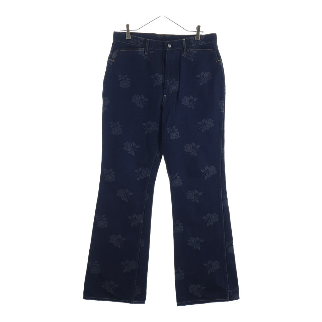 Needles(ニードルス) 24AW Boot-Cut Jean 13oz Denim Rose Jq ローズ ジャガード PU198 ブーツカットデニム ネイビー