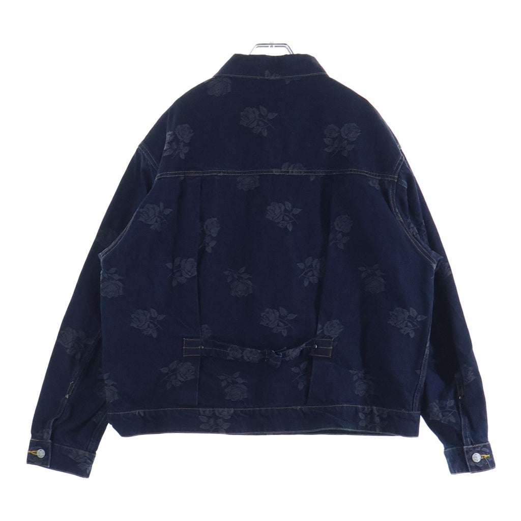 Needles(ニードルス) 24AW M.W. Jean Jacket 13oz Denim Rose Jq ローズ ジャガード シンチ Gジャン ネイビー