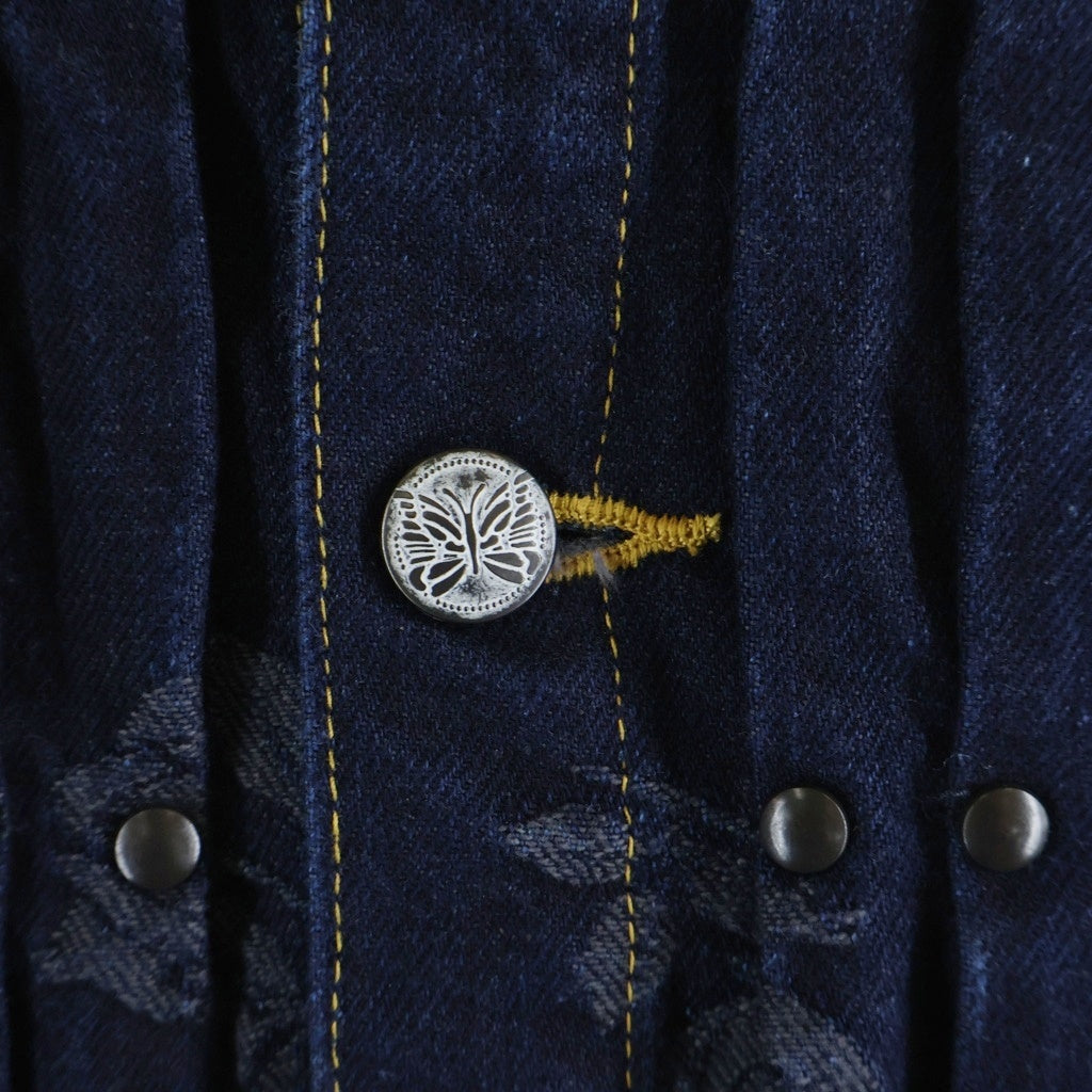 Needles(ニードルス) 24AW M.W. Jean Jacket 13oz Denim Rose Jq ローズ ジャガード シンチ Gジャン ネイビー