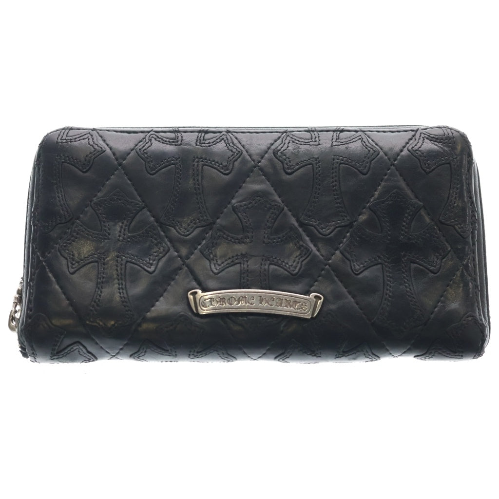 CHROME HEARTS(クロムハーツ) REC F ZIP QUILTED WALLET セメタリークロス キルティング レザーウォレット 財布 ブラック