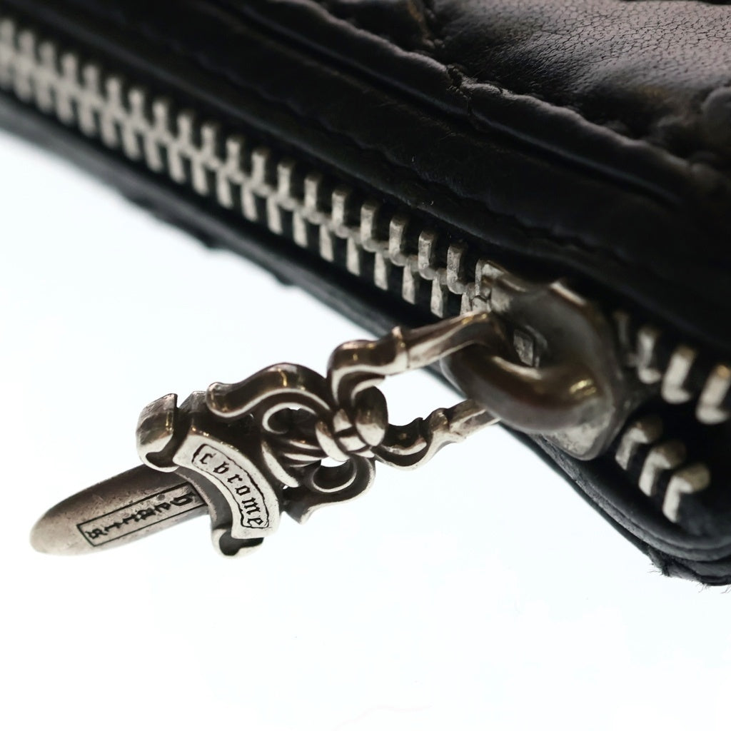CHROME HEARTS(クロムハーツ) REC F ZIP QUILTED WALLET セメタリークロス キルティング レザーウォレット 財布 ブラック