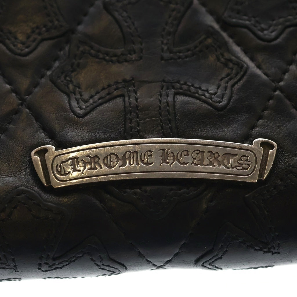CHROME HEARTS(クロムハーツ) REC F ZIP QUILTED WALLET セメタリークロス キルティング レザーウォレット 財布 ブラック