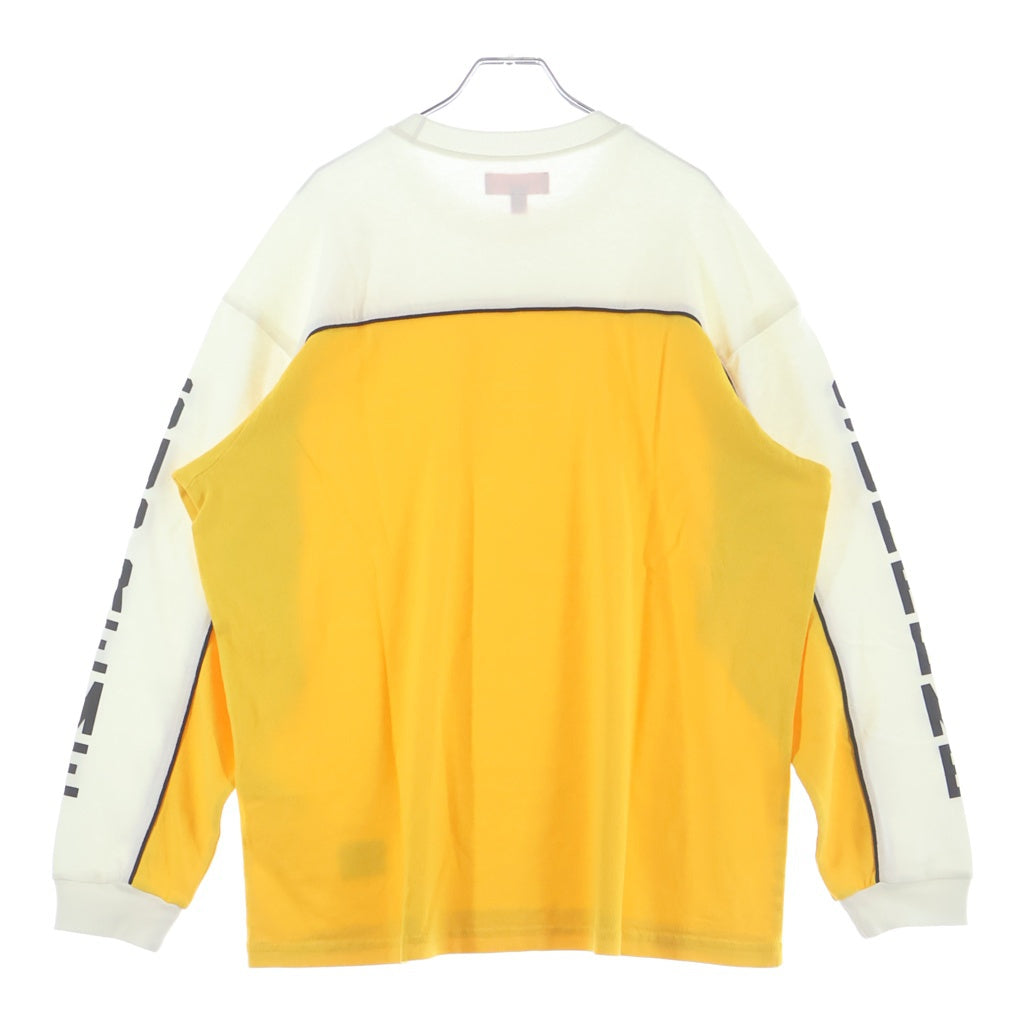 SUPREME(シュプリーム) 25SS Paneled Piping パネル パイピング プリント 長袖シャツ イエロー/ホワイト