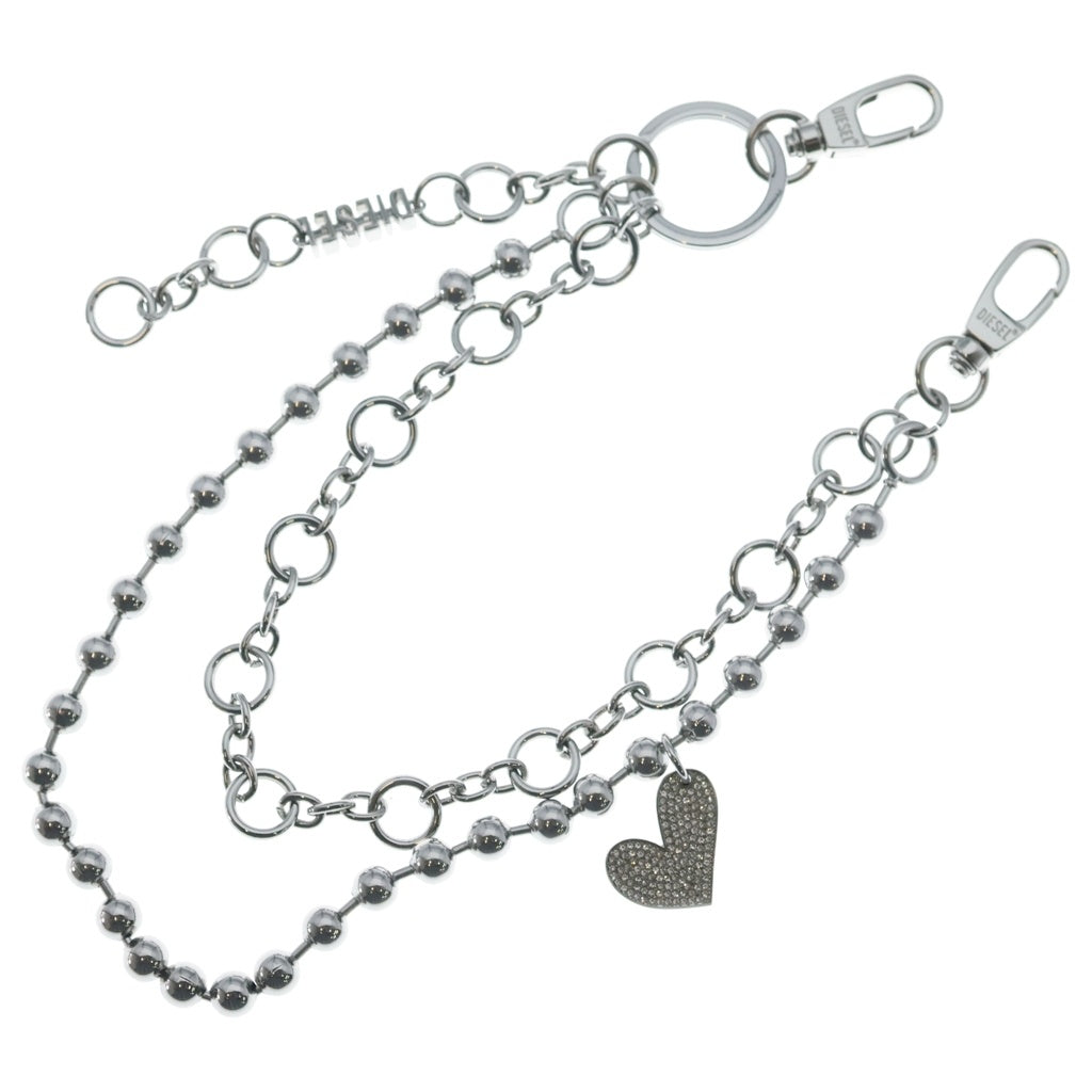 DIESEL(ディーゼル) CHAIN-D M Layered chain charm ハート ロゴチェーンチャーム シルバー