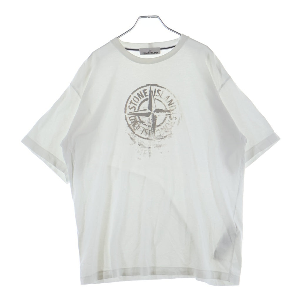 STONE ISLAND(ストーンアイランド) ロゴプリント クルーネック半袖Tシャツカットソー ホワイト 80152RC87