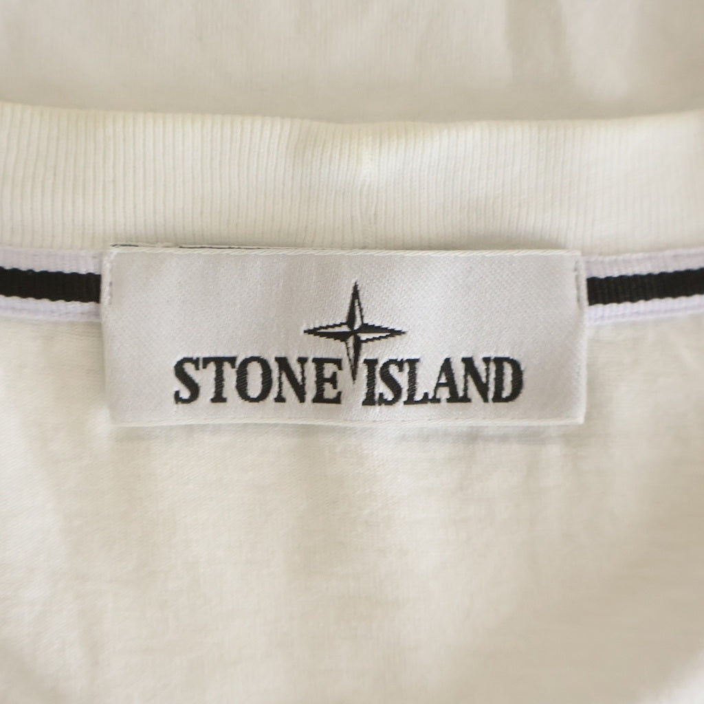 STONE ISLAND(ストーンアイランド) ロゴプリント クルーネック半袖Tシャツカットソー ホワイト 80152RC87