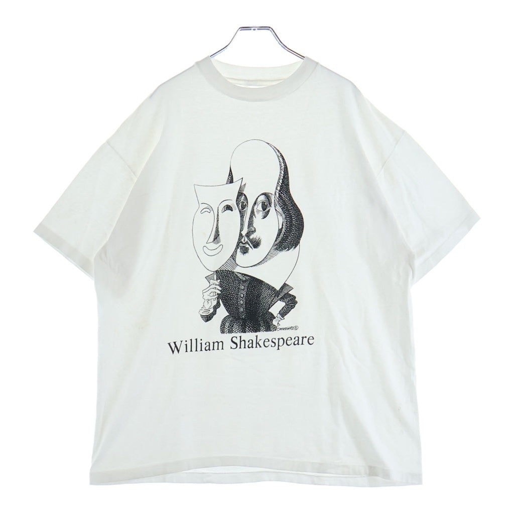 VINTAGE(ヴィンテージ) 90s William Shakespeare ウィリアム シャイクスピア 裾袖シングル クルーネックTシャツ ホワイト
