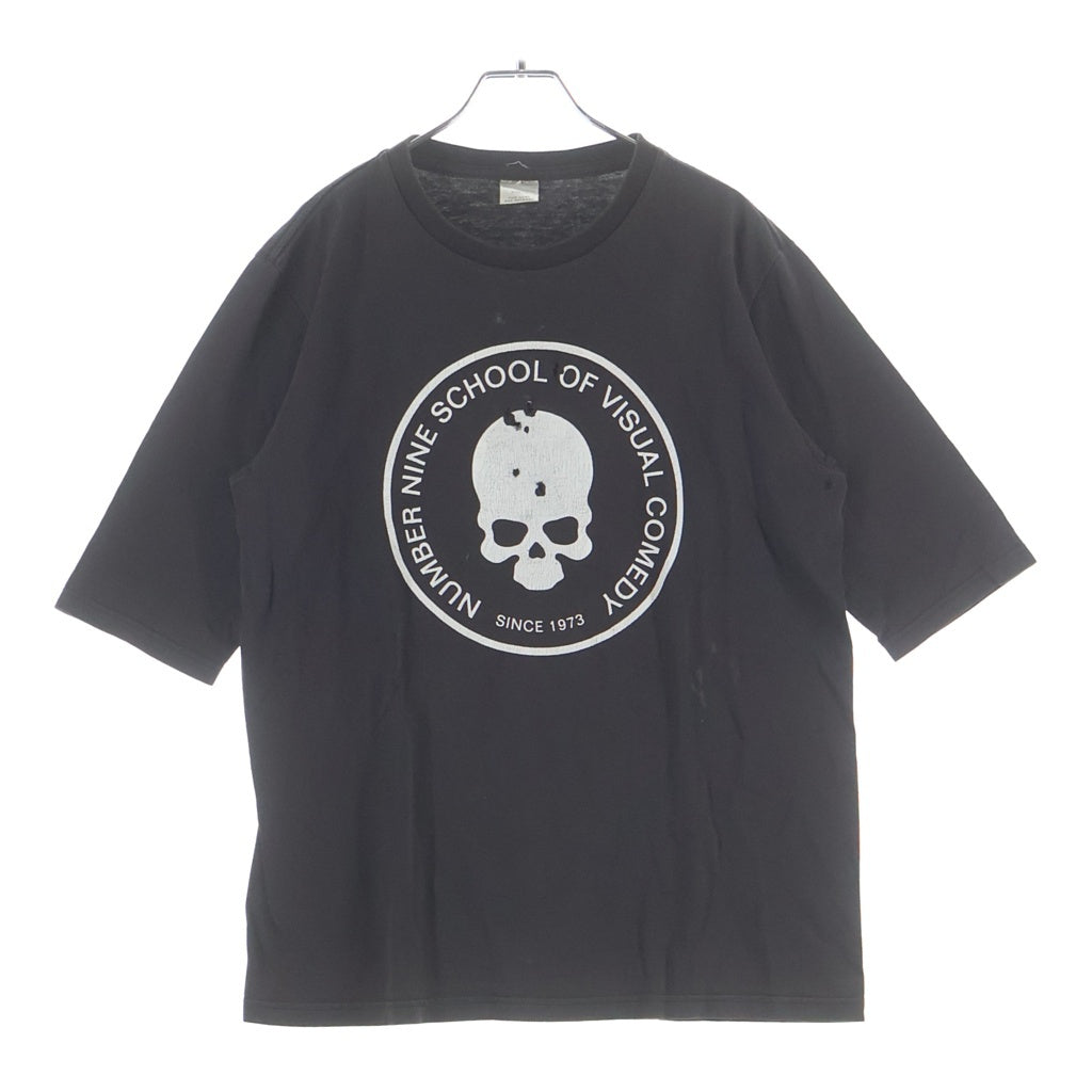 NUMBER (N)INE(ナンバーナイン) 01SS タイム期 ドクロ ダメージ加工 クルーネックTシャツ ブラック