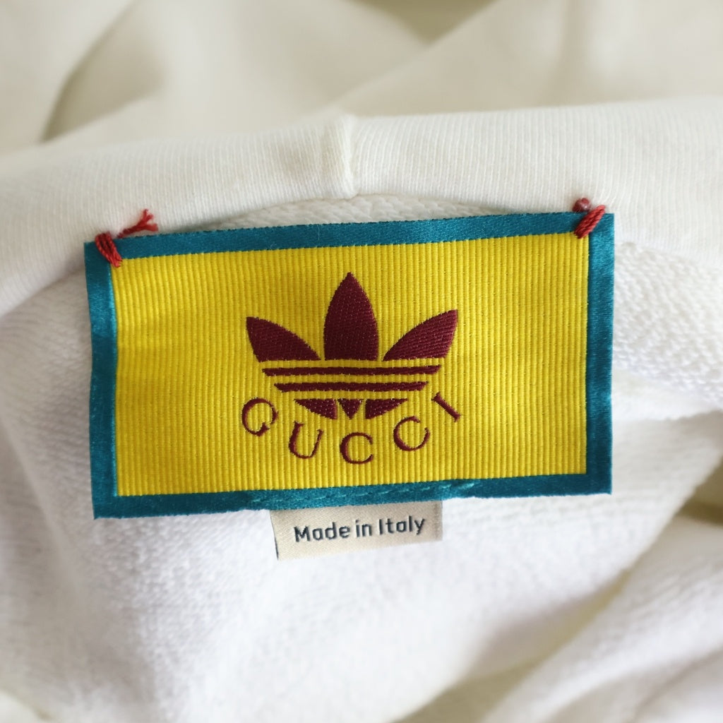GUCCI(グッチ) ×adidas ロゴプリントスウェットプルオーバーパーカー 722967 XJE1L ホワイト