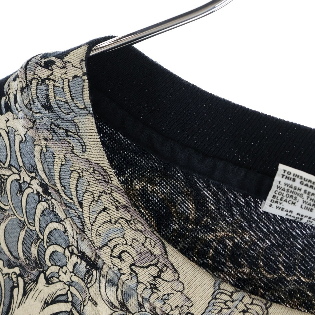 VINTAGE(ヴィンテージ) 90s LIQUID BLUE Medusa Skull リキッドブルー メデューサスカル クルーネックTシャツ ブラック 総柄