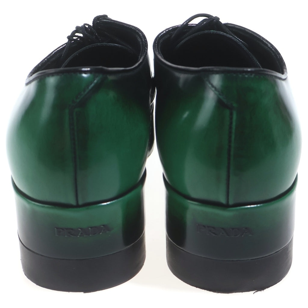 PRADA(プラダ) Brushed Leather Laced Derby Shoes スクエアトゥ レザーシューズ グラデーション グリーン