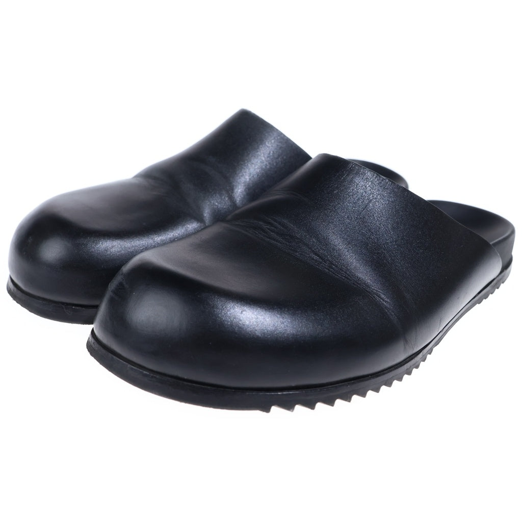 Rick Owens(リックオウエンス) Leather flat mules レザーフラットミュール サンダル 02D3849 ブラック
