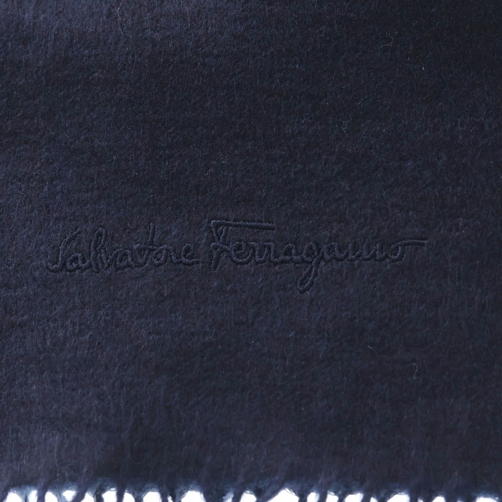 Salvatore Ferragamo(サルヴァトーレ フェラガモ) Silk Stole シルクストール ロゴ刺繍 525501 643211 ネイビー