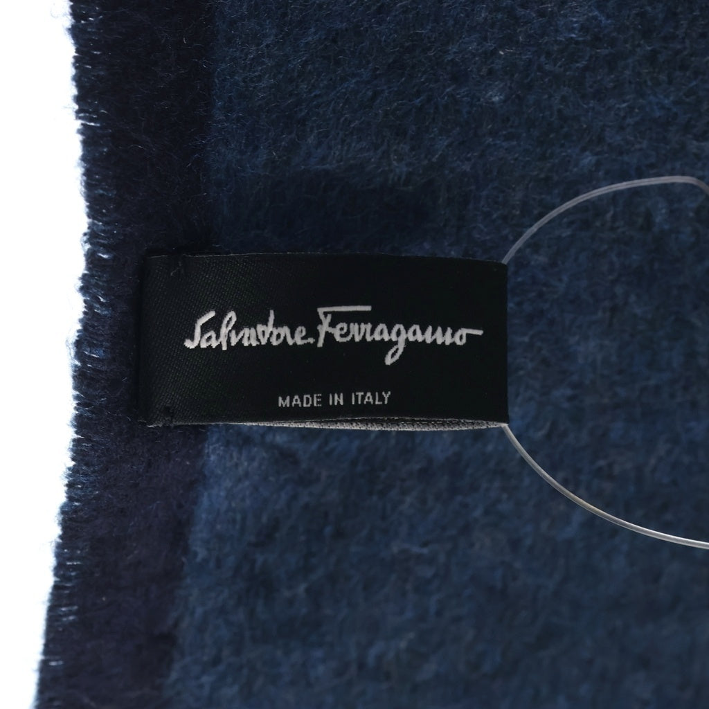 Salvatore Ferragamo(サルヴァトーレ フェラガモ) Silk Stole シルクストール ロゴ刺繍 525501 643211 ネイビー