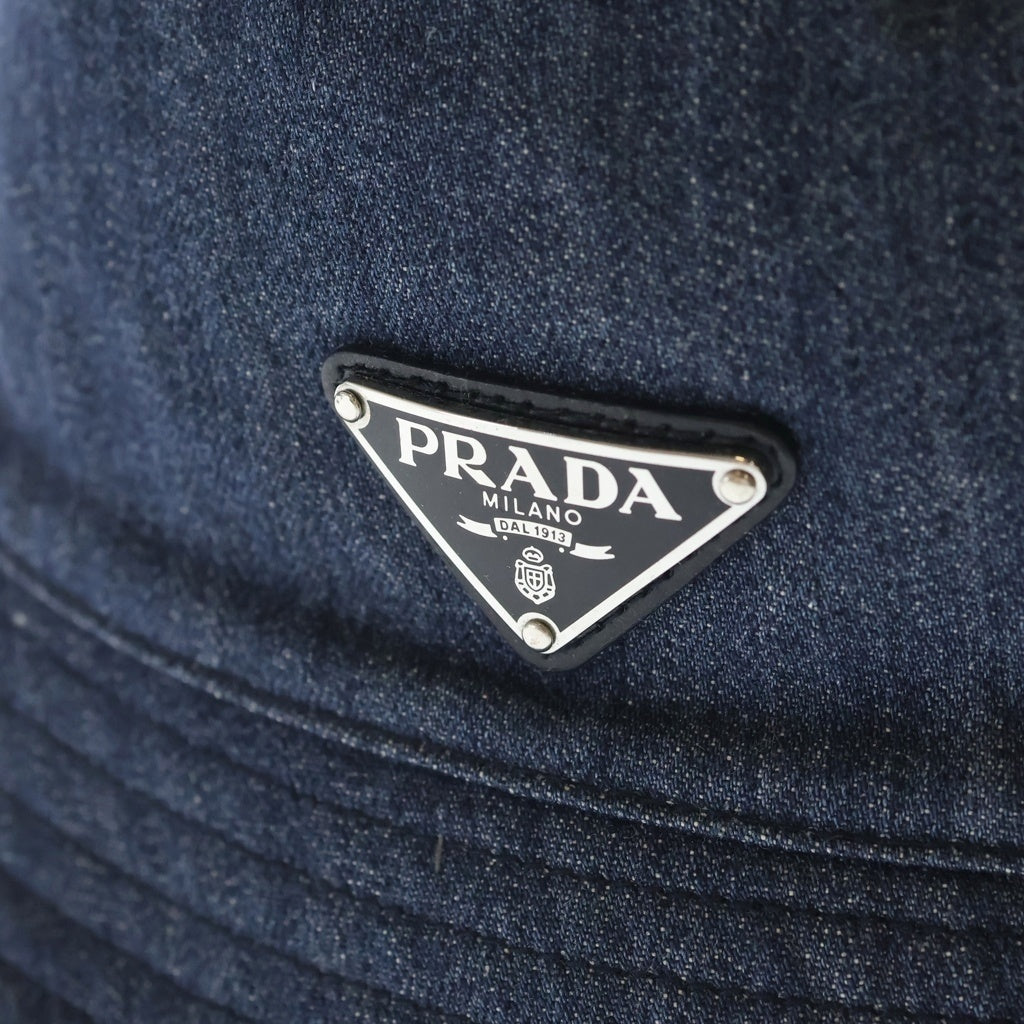 PRADA(プラダ) Denim Bucket Hat デニム ロゴプレート バケットハット P101 2021 8459 インディゴ