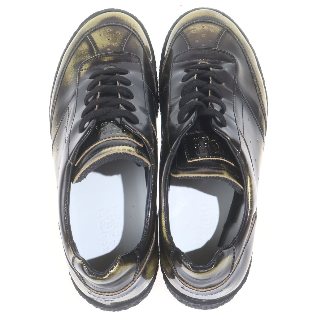 MM6 Maison Margiela(エムエムシックスメゾンマルジェラ) Numeric-patch ニューメリックパッチ エナメル ローカットスニーカー ブラック/ゴールド