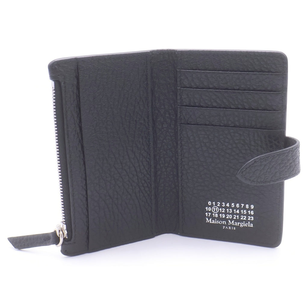 Maison Margiela(メゾンマルジェラ) グレインレザー カード コインケース ミニウォレット SA1VX0019 P4455 ブラック レディース