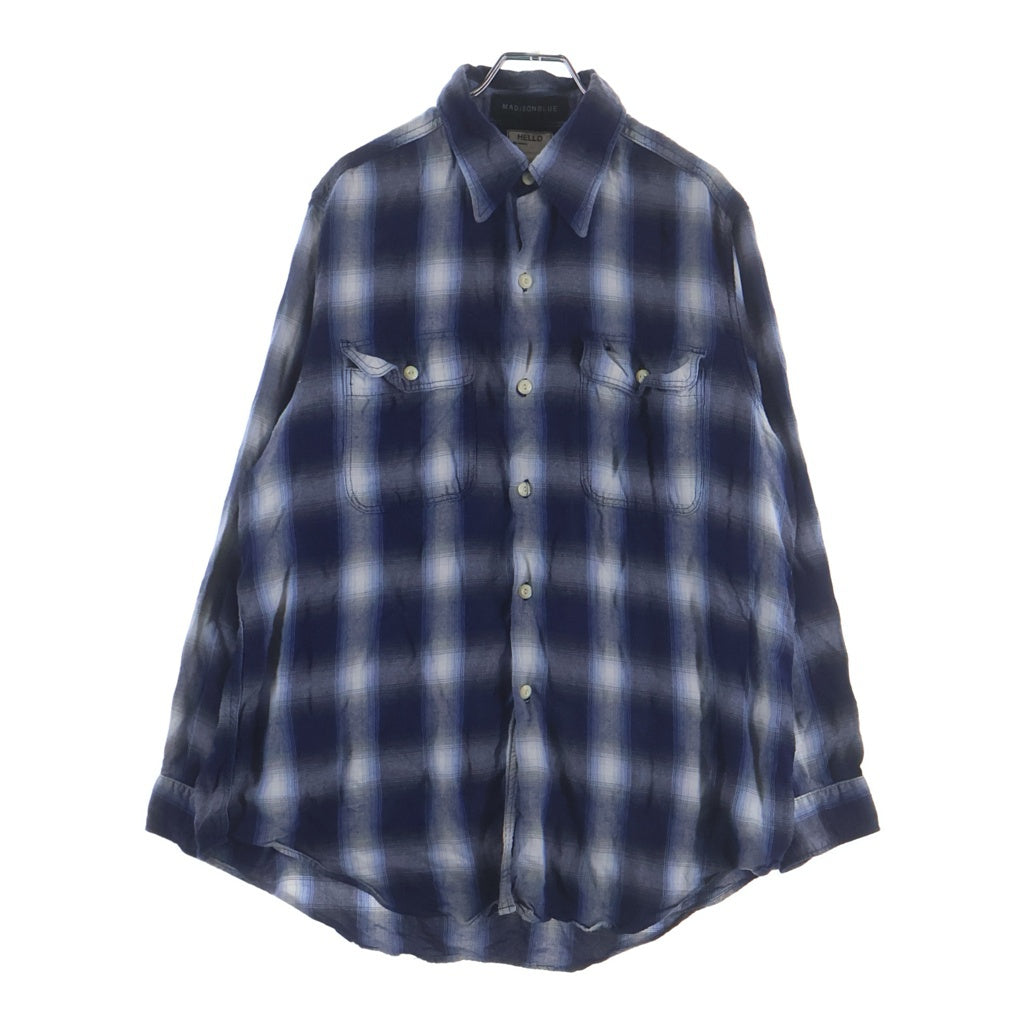 MADISONBLUE(マディソンブルー) HAMPTON OMBRE RAYON SHIRT CHECK オンブレ レーヨン MB171-5024 長袖シャツ ブルー