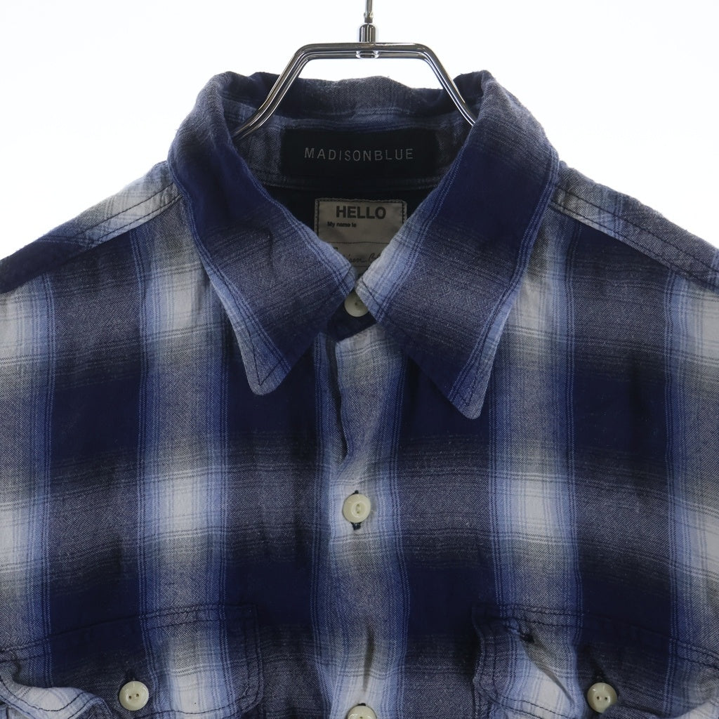 MADISONBLUE(マディソンブルー) HAMPTON OMBRE RAYON SHIRT CHECK オンブレ レーヨン MB171-5024 長袖シャツ ブルー