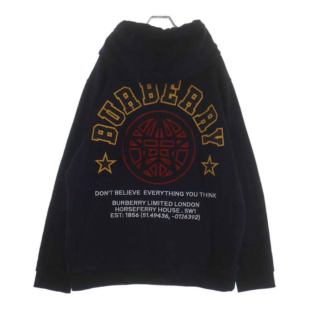 BURBERRY(バーバリー) Carson Varsity Aoolique cotton hoodie カーソンヴァーシティ 8036911 プルオーバーパーカー ブラック