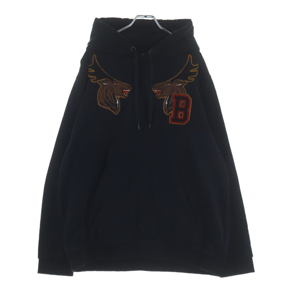 BURBERRY(バーバリー) Carson Varsity Aoolique cotton hoodie カーソンヴァーシティ 8036911 プルオーバーパーカー ブラック