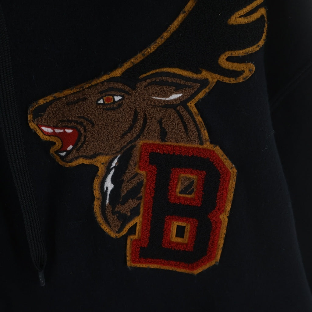 BURBERRY(バーバリー) Carson Varsity Aoolique cotton hoodie カーソンヴァーシティ 8036911 プルオーバーパーカー ブラック