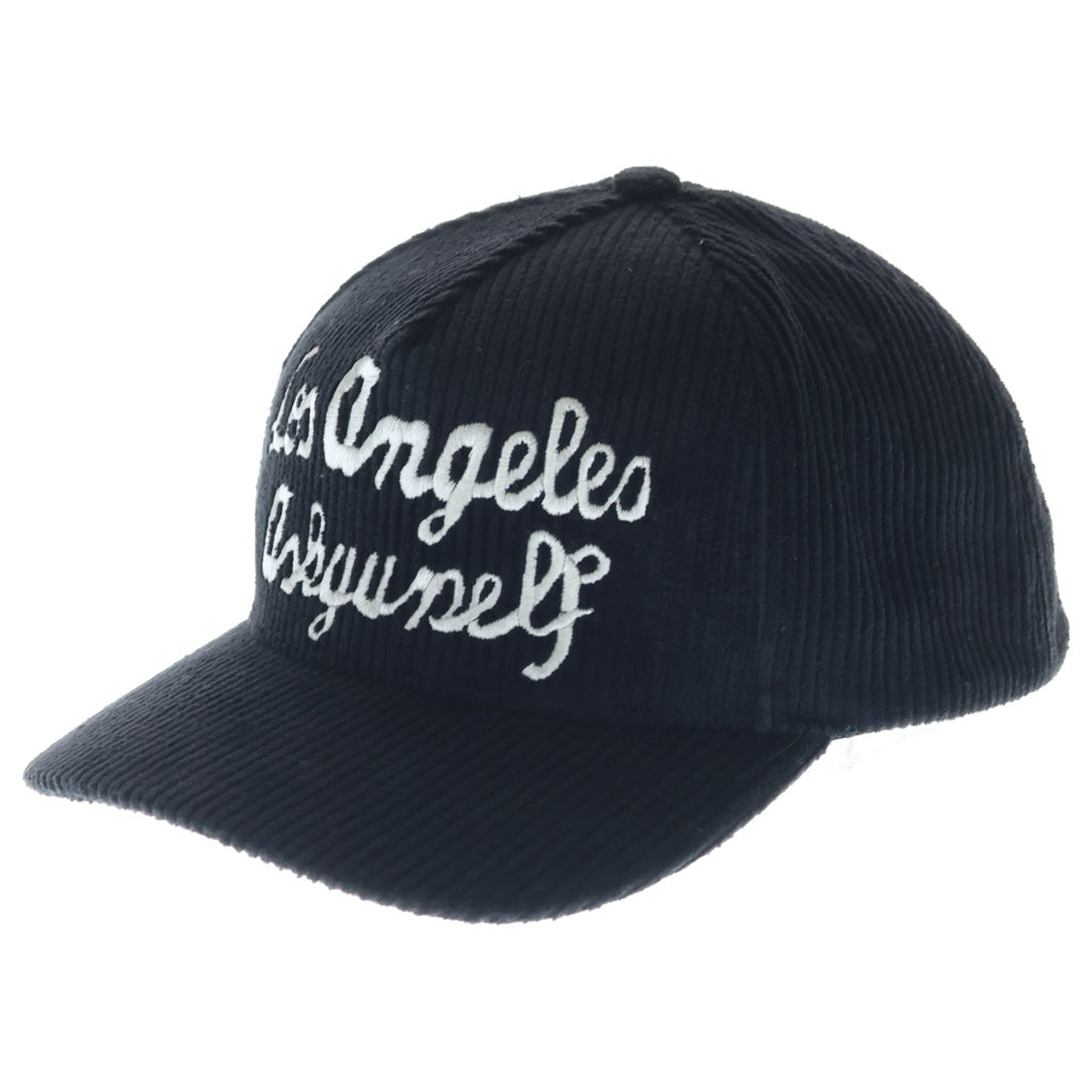 ASKYURSELF(アスクユアセルフ) OFF FIELD CORDUROY SNAPBACK CAP サイドロゴ 6パネルキャップ ブラック