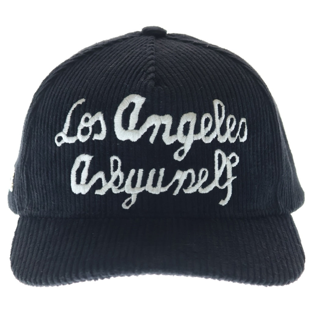 ASKYURSELF(アスクユアセルフ) OFF FIELD CORDUROY SNAPBACK CAP サイドロゴ 6パネルキャップ ブラック
