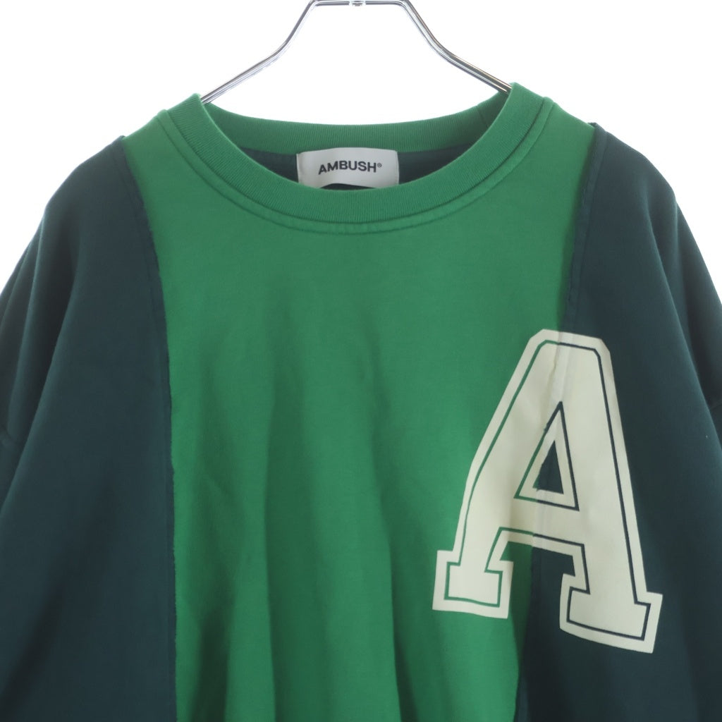 AMBUSH(アンブッシュ) Varsity Crewneck Sweatshirt パッチワーク BMBA026F22FLE001 クルーネックスウェット グリーン