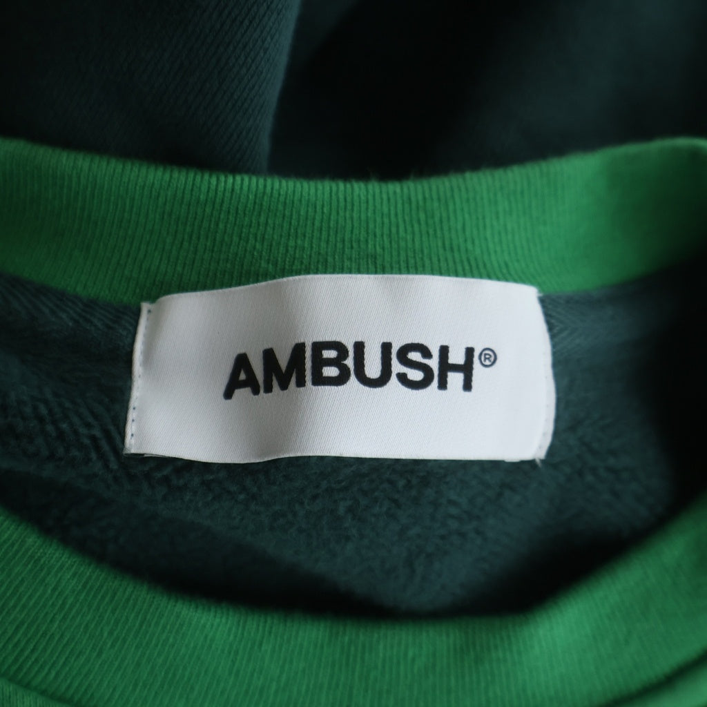 AMBUSH(アンブッシュ) Varsity Crewneck Sweatshirt パッチワーク BMBA026F22FLE001 クルーネックスウェット グリーン