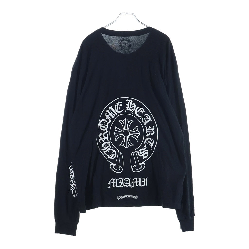 CHROME HEARTS(クロムハーツ) MIAMI LTD L/S Tee マイアミ限定 オールド アームフローラル バックホースシュープリント 長袖Tシャツ カットソー ブラック