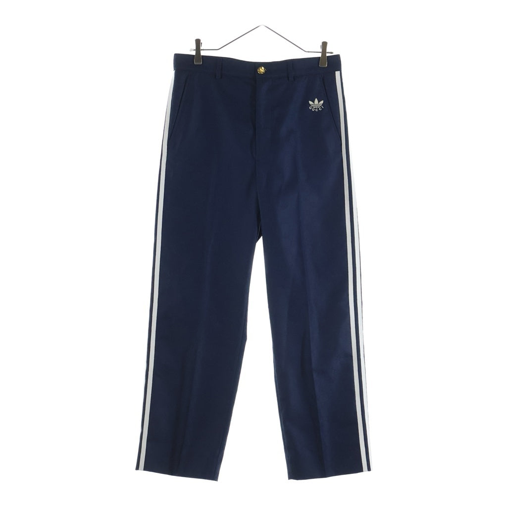 GUCCI(グッチ) ×ADIDAS トレフォイル ジャガード ロゴ 3ストライプ スラックス ネイビー