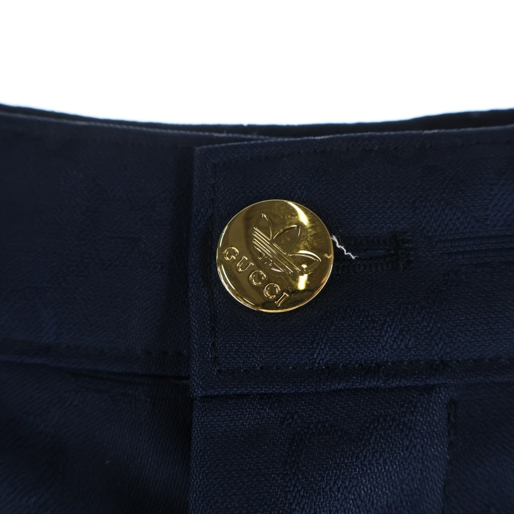 GUCCI(グッチ) ×ADIDAS トレフォイル ジャガード ロゴ 3ストライプ スラックス ネイビー