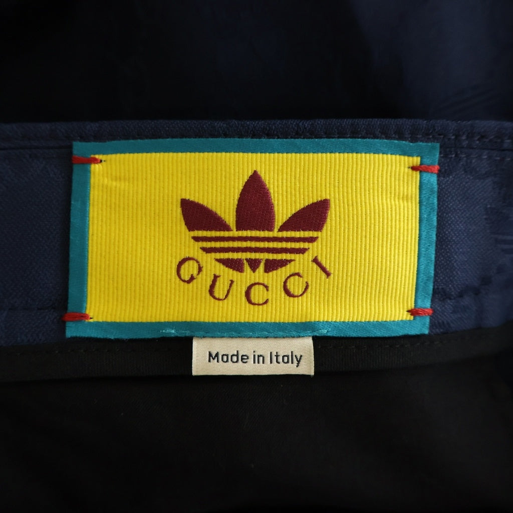 GUCCI(グッチ) ×ADIDAS トレフォイル ジャガード ロゴ 3ストライプ スラックス ネイビー