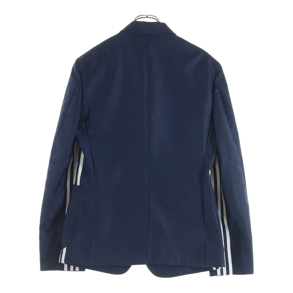 GUCCI(グッチ) ×ADIDAS トレフォイル ジャガード 胸ロゴ 3ストライプ 金ボタン 720968 テーラードジャケット ブルー