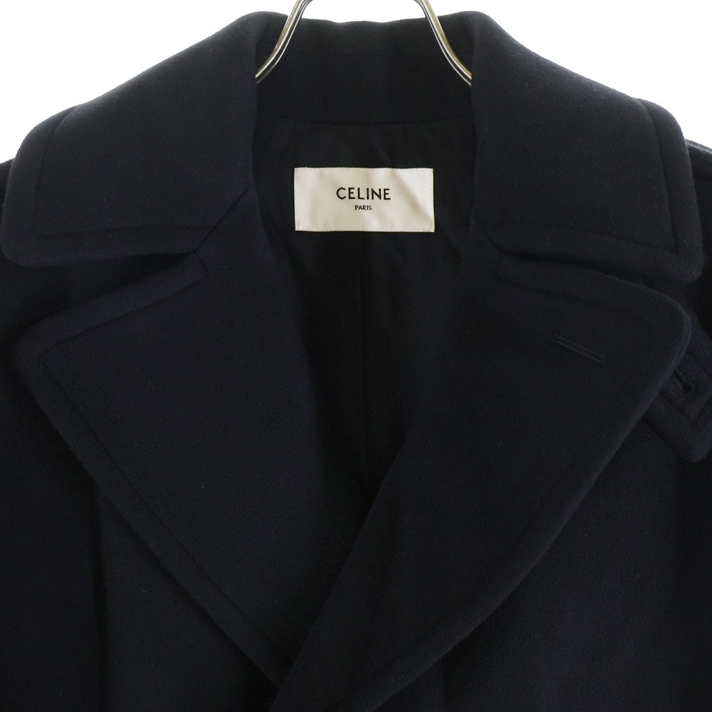 CELINE(セリーヌ) カシミヤウール トリオンフ金ボタン ミリタリーコート 2M07B110R ダブル ロングコート ブラック