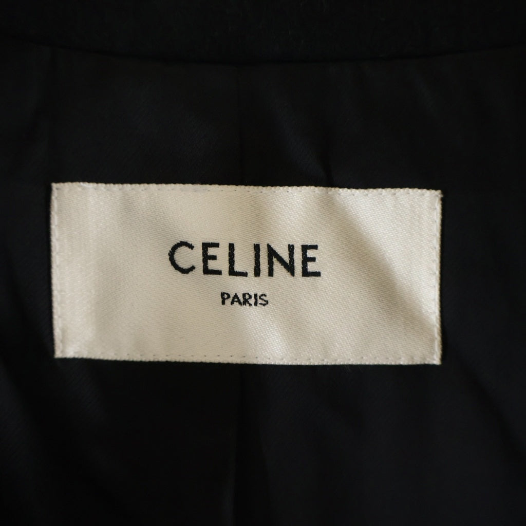 CELINE(セリーヌ) カシミヤウール トリオンフ金ボタン ミリタリーコート 2M07B110R ダブル ロングコート ブラック