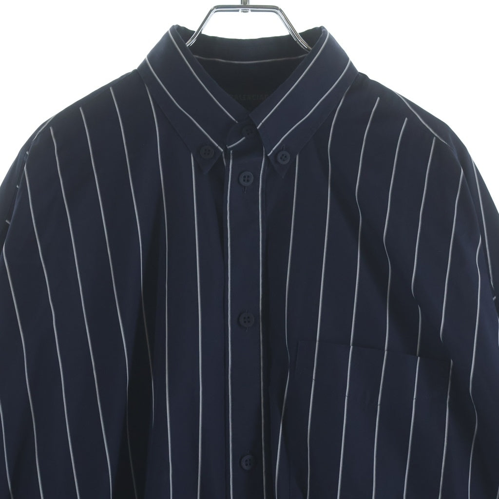 BALENCIAGA(バレンシアガ) 23SS Stripe Oversized Shirt 725377 長袖シャツ ブルー