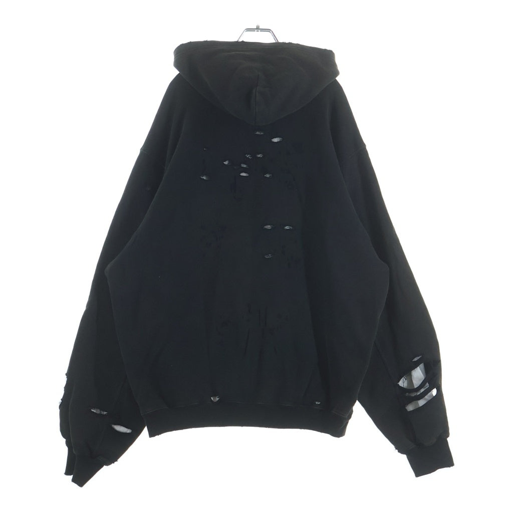 BALENCIAGA(バレンシアガ) 21SS DESTROYED HOODIE デストロイド 汚れ加工 フーディ プルオーバーパーカー 659403 ブラック