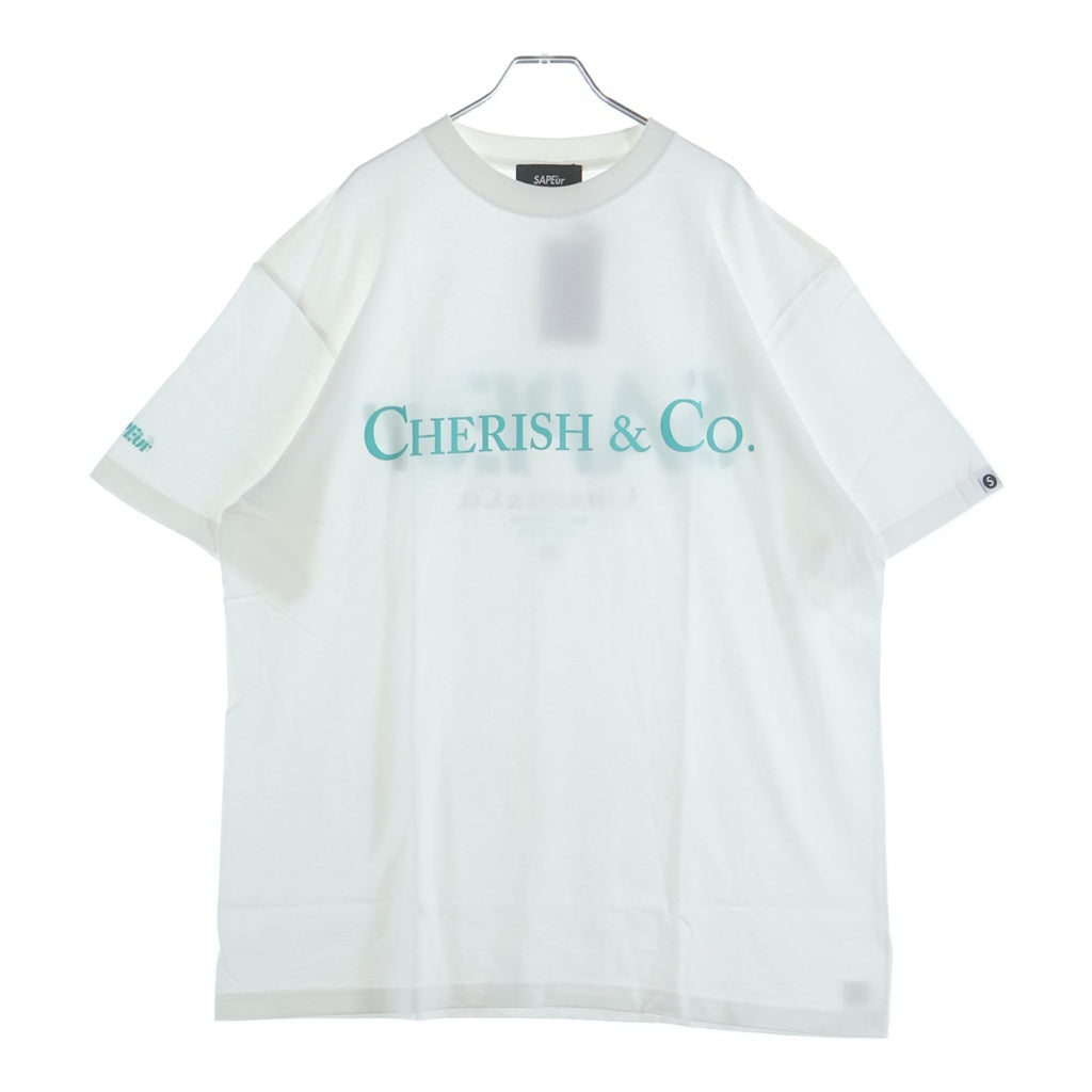 SAPEur(サプール) CHERISH & CO S/S Tee フロント ロゴ クルーネック半袖Tシャツ A0023-308 ホワイト
