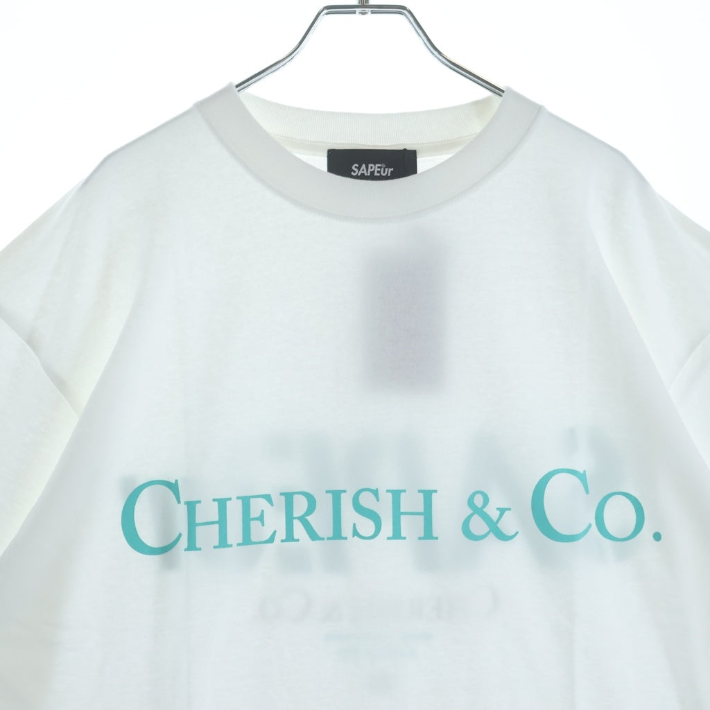 SAPEur(サプール) CHERISH & CO S/S Tee フロント ロゴ クルーネック半袖Tシャツ A0023-308 ホワイト