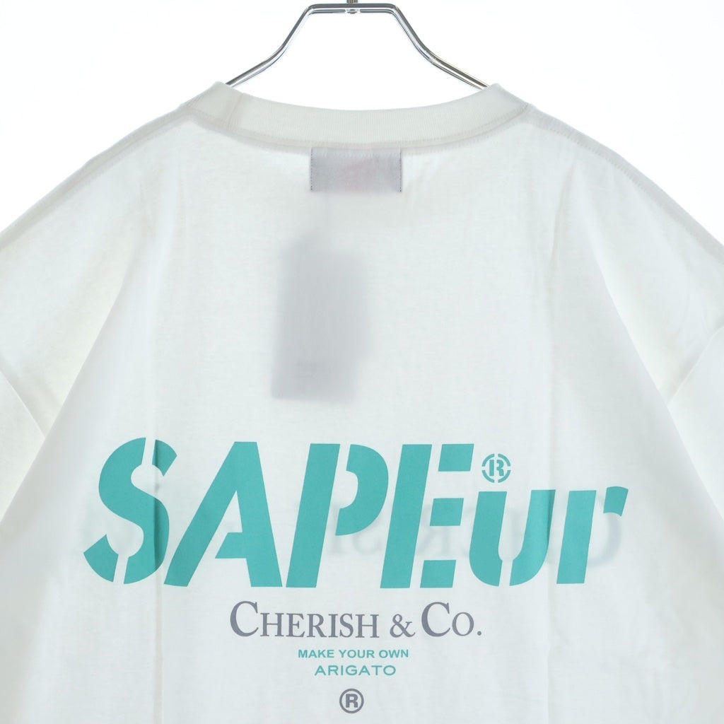 SAPEur(サプール) CHERISH & CO S/S Tee フロント ロゴ クルーネック半袖Tシャツ A0023-308 ホワイト