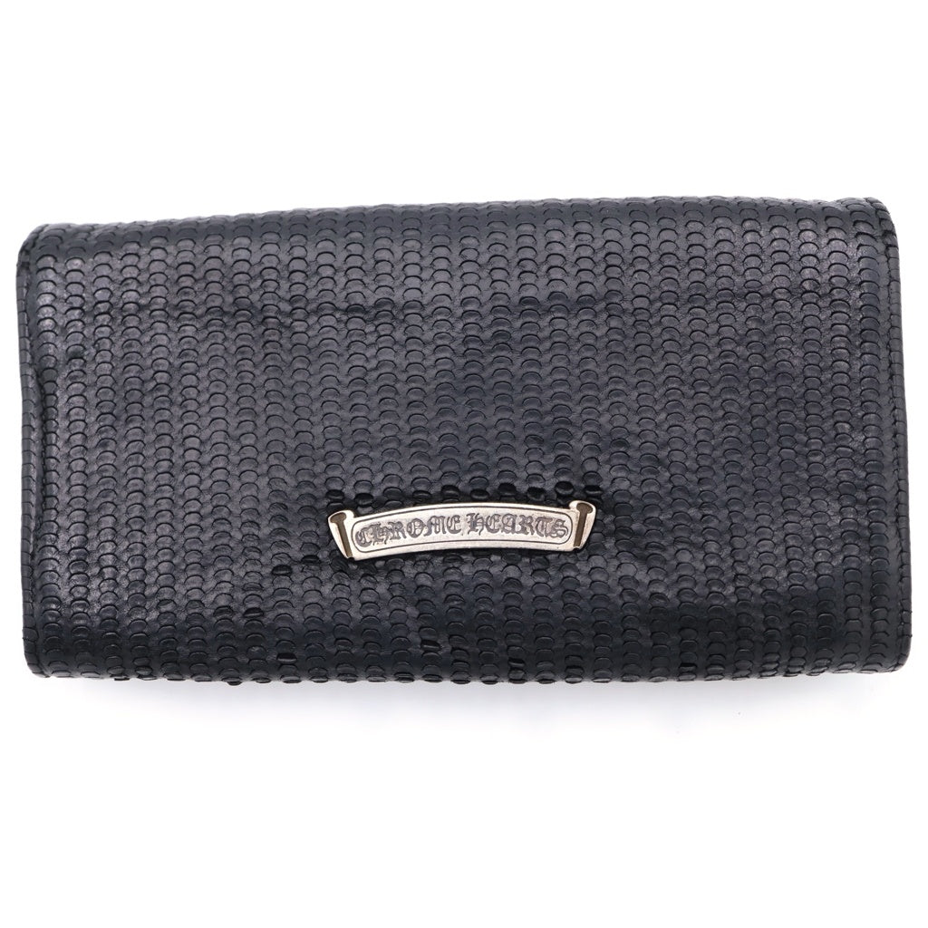 CHROME HEARTS(クロムハーツ) JUDY NVLTY ジュディ ノベルティ クロスボールボタン レザー ロングウォレット ブラック/ブルー