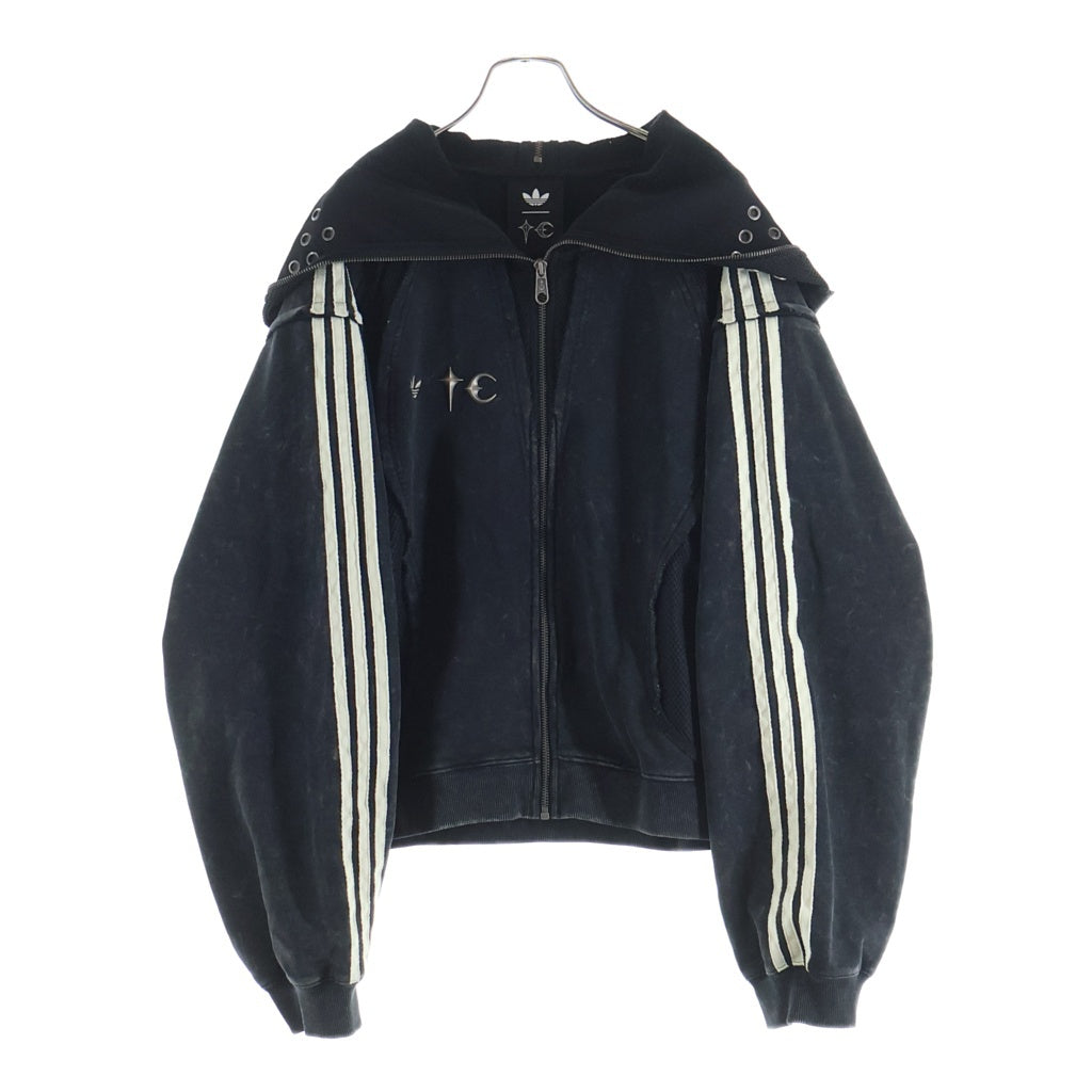 adidas(アディダス) 25AW ×Thug Club TEAMGEIST HOODED ZIP UP SWEATSHIRT チームガイスト フルジップ ダブルジップ フード開閉可 KC2209 ジップパーカー ブラック