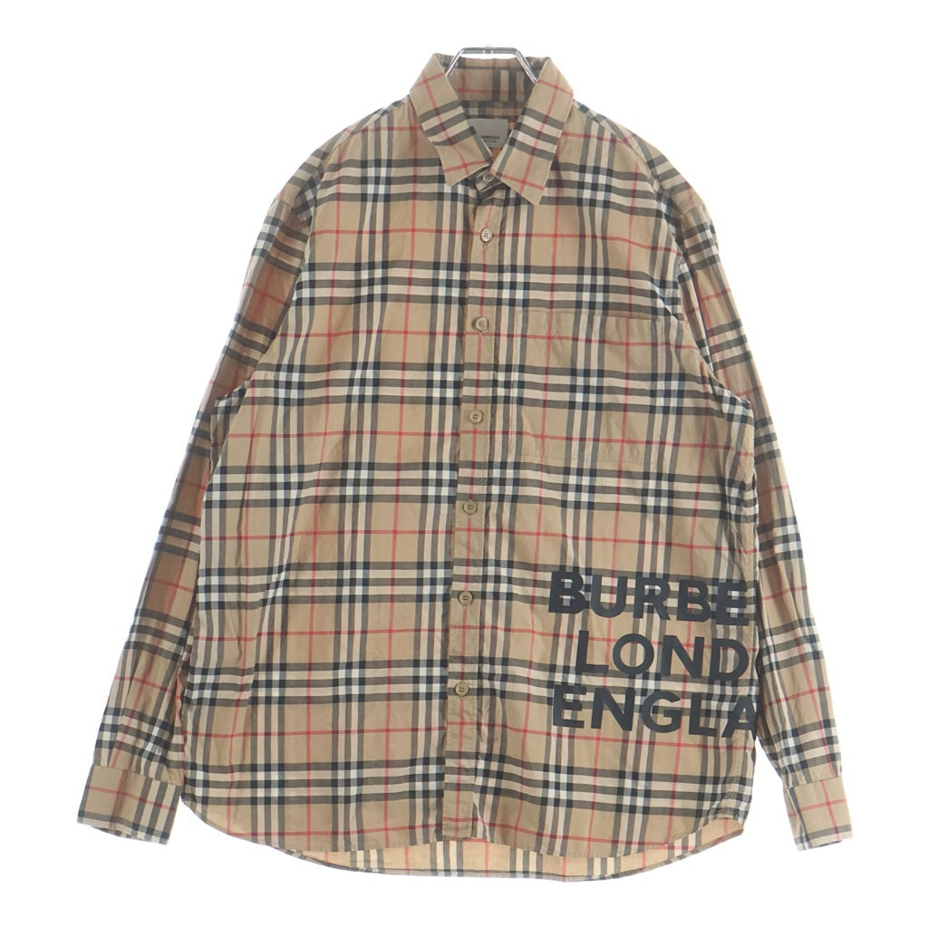 BURBERRY(バーバリー) Sander ロゴプリント バーバリーチェック 8017567 長袖シャツ ベージュ