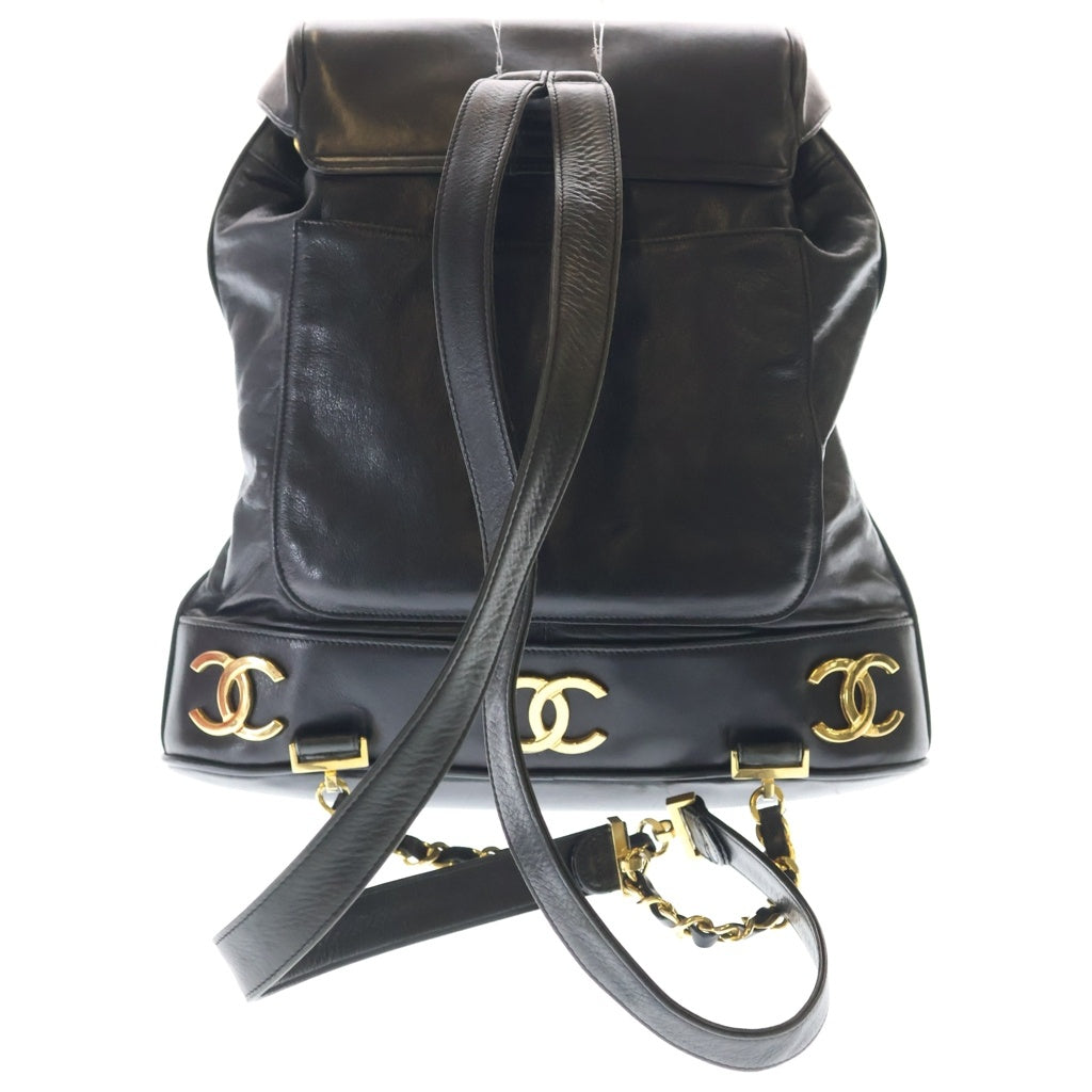 CHANEL(シャネル) ヴィンテージ トリプルココマーク GD金具 バックパック ブラック/ゴールド レディース