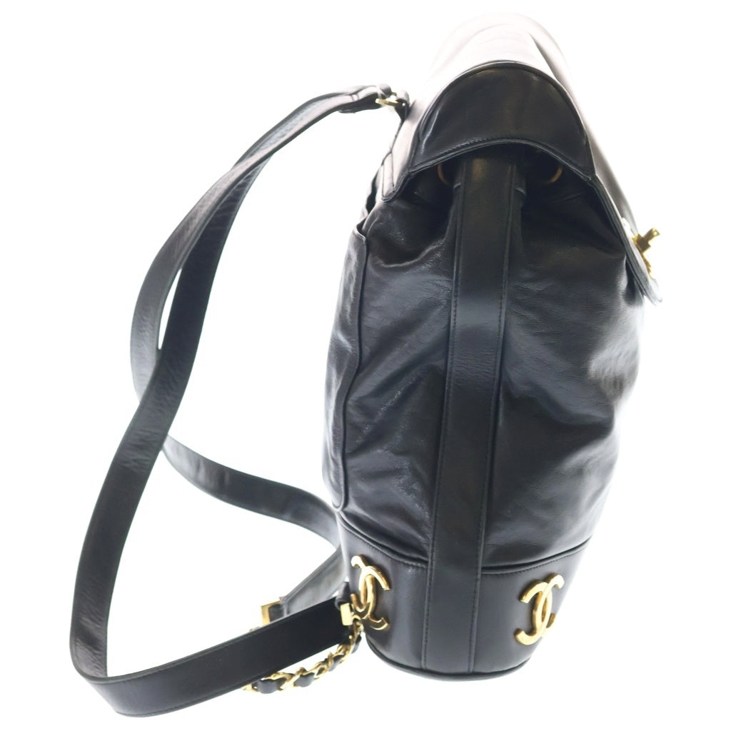 CHANEL(シャネル) ヴィンテージ トリプルココマーク GD金具 バックパック ブラック/ゴールド レディース