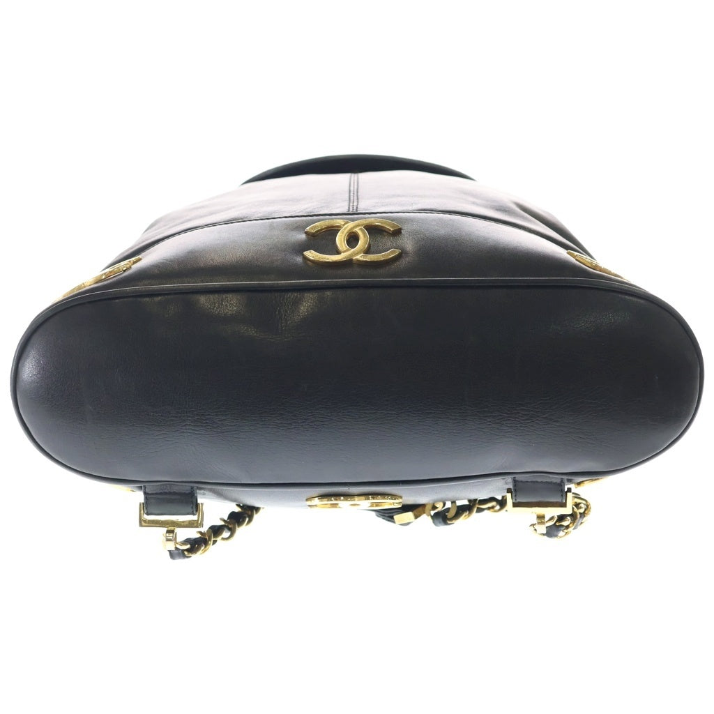 CHANEL(シャネル) ヴィンテージ トリプルココマーク GD金具 バックパック ブラック/ゴールド レディース