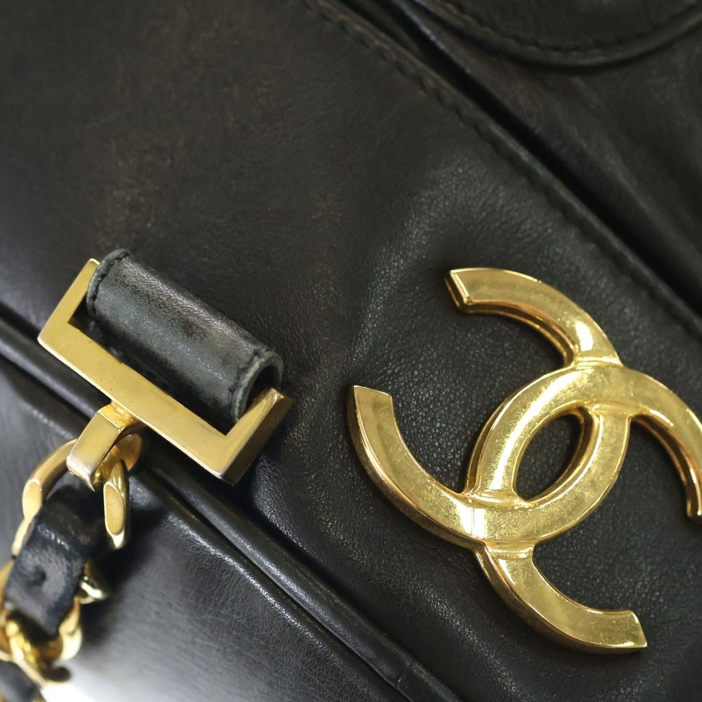 CHANEL(シャネル) ヴィンテージ トリプルココマーク GD金具 バックパック ブラック/ゴールド レディース